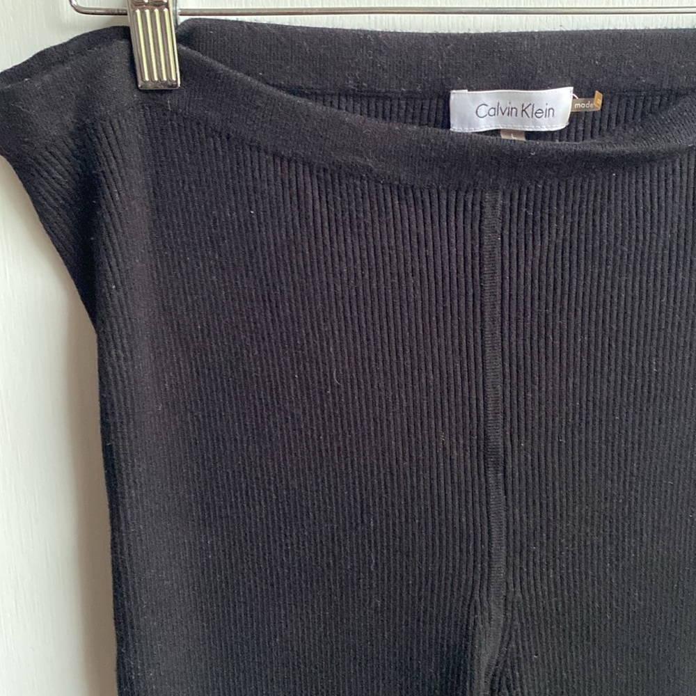 Calvin Klein Black Sweater Leggings Pants Ribbed Stretch material size Large - Picture 3 of 7
